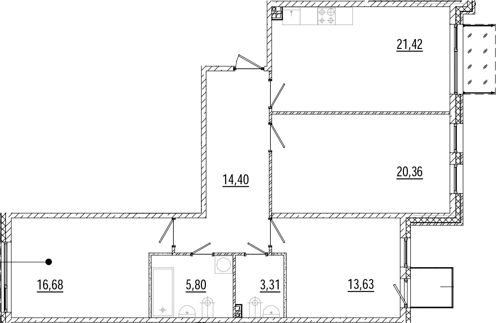 3-комнатная квартира 96.12 м², 2/9 эт., ЖК «Мануфактура James Beck»